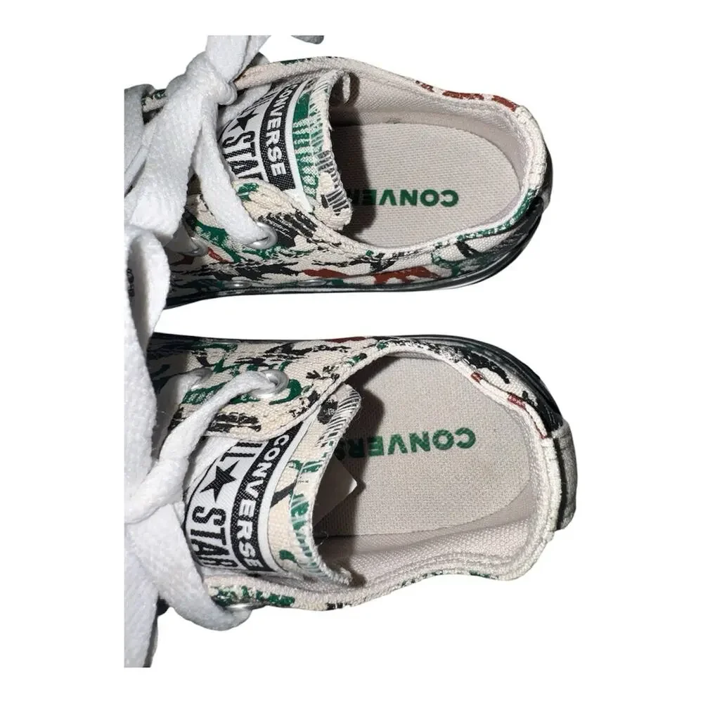 Converse Kids All Star Dinosaur Print Sneakers Canvas Low Top Jurassic Shoe Sz 1